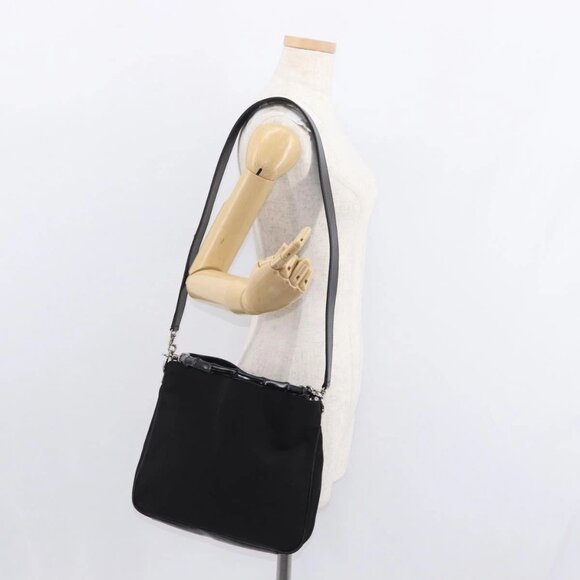 GUCCI Bamboo Shoulder Bag Nylon 2way Black